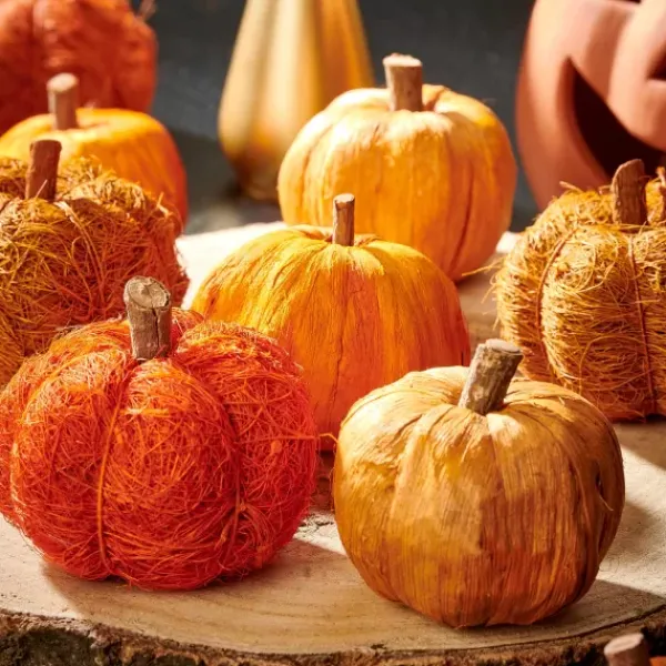 Flores Artificiais-CASA Pumpkin Decora O Cor-De-Laranja