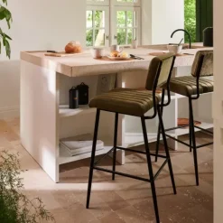 Cadeiras De Bar-CASA Roxy Banco De Bar Assento P. 44Cm Verde