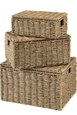 Cestos De Arrumação-CASA Seagrass Cesto De Arrumação L Com Tampa Natural