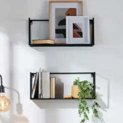 Estantes De Parede-CASA Shorp Estante Para Pendurar Preto