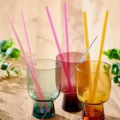Acessórios Cocktail-CASA Slurp Palhas Reutiliz Veis Conjunto De 6 Mistura De 3 Cores Cor-De-Laranja, Roxo, Rosa