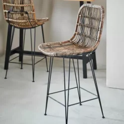 Cadeiras De Bar-CASA Sumatra Banco De Bar Preto, Natural