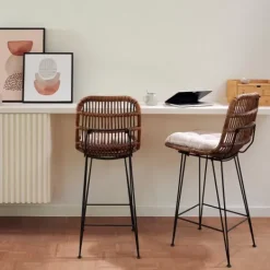 Cadeiras De Bar-CASA Sumatra Banco De Bar Preto, Natural