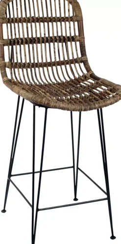 Cadeiras De Bar-CASA Sumatra Banco De Bar Preto, Natural