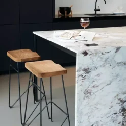 Bancos De Bar-CASA Teak Banco De Bar Preto, Natural