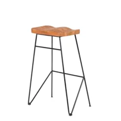 Bancos De Bar-CASA Teak Banco De Bar Preto, Natural