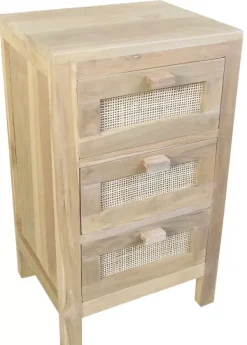 Cómodas-CASA Teck C Moda De 3 Gavetas Natural