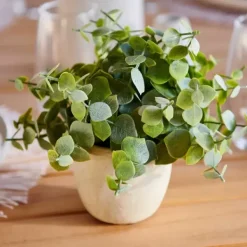 Plantas Artificiais-CASA Terra Planta Em Vaso Branco, Verde