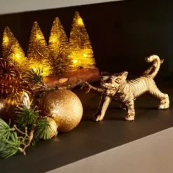 Figuras Deco-CASA Tiger Tigre Decorativo Dourado