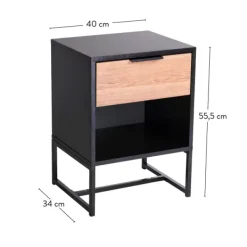 Cómodas-CASA Trenton Mesa De Cabeceira Preto, Natural