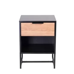 Cómodas-CASA Trenton Mesa De Cabeceira Preto, Natural