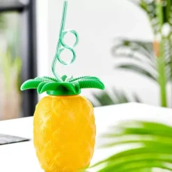 Acessórios Cocktail-CASA Tropical Caneca Com Palha Amarelo, Verde