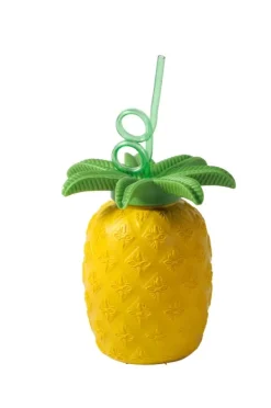 Acessórios Cocktail-CASA Tropical Caneca Com Palha Amarelo, Verde