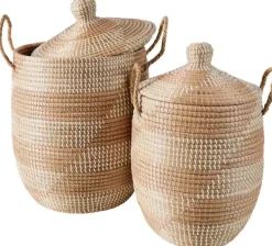 Cestos Para Roupa-CASA Yasmine Cesto Luxuoso Com Tampa Branco, Natural