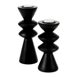 Suportes Para Velas Para Lamparinas-CASA Zigzag Porta-Velas Para Lamparinas Preto