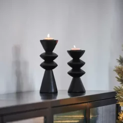 Suportes Para Velas Para Lamparinas-CASA Zigzag Porta-Velas Para Lamparinas Preto
